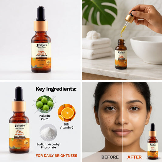Combo Pilgrim 10% Vitamin C Face Serum Pakistan - Glowing Brighter Skin in 5 Days | Reduces Dark Spots | Men & Women