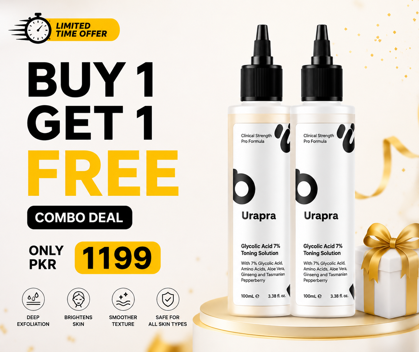 Buy 1 Get 1 Free Urapra Glycolic Acid 7% Toning Solution