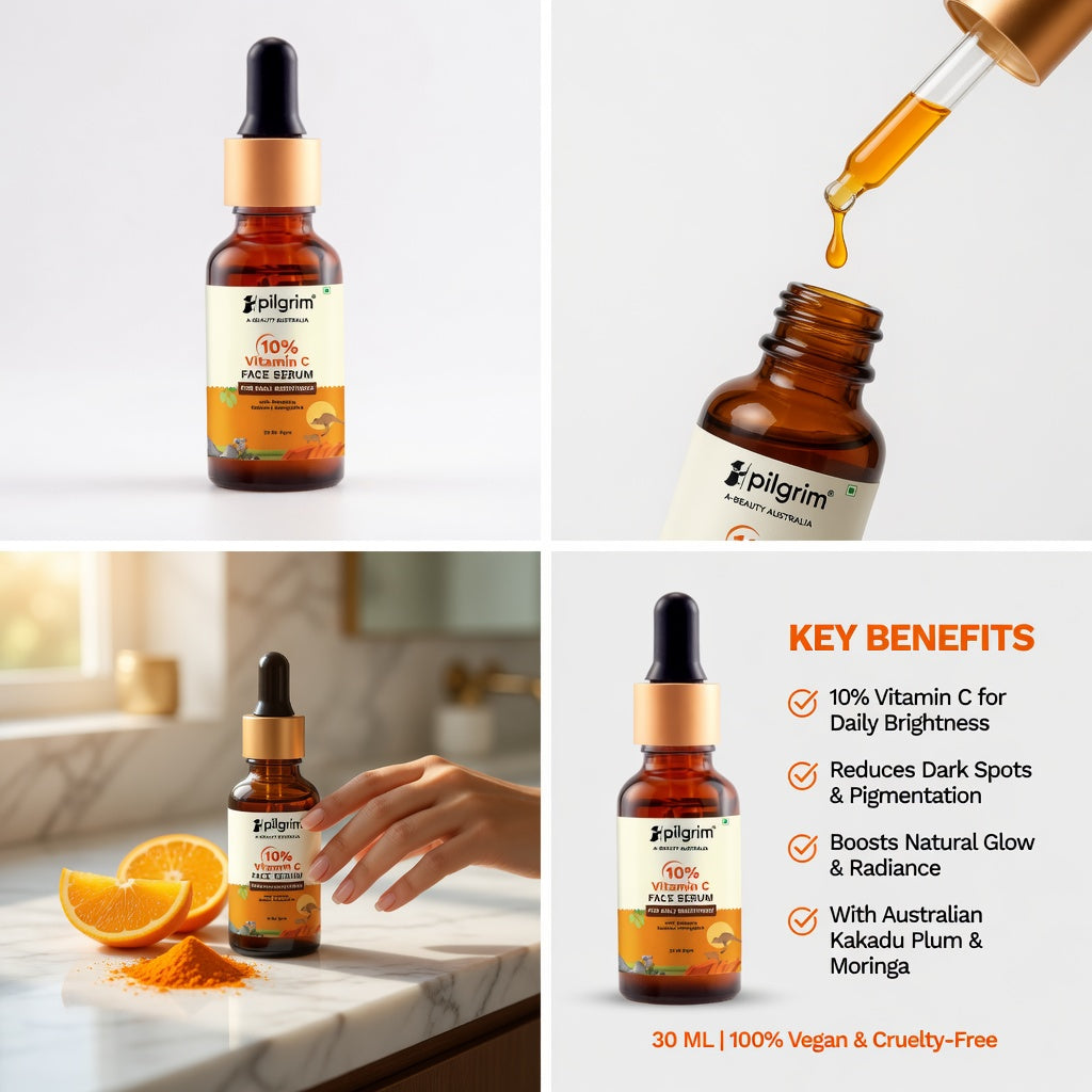 Combo Pilgrim 10% Vitamin C Face Serum Pakistan - Glowing Brighter Skin in 5 Days | Reduces Dark Spots | Men & Women